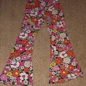 No Boundaries Pink and Gray Floral Pants